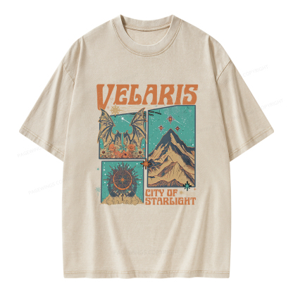 Pagewings Velaris City Of Starlight Unisex Washed T-shirt