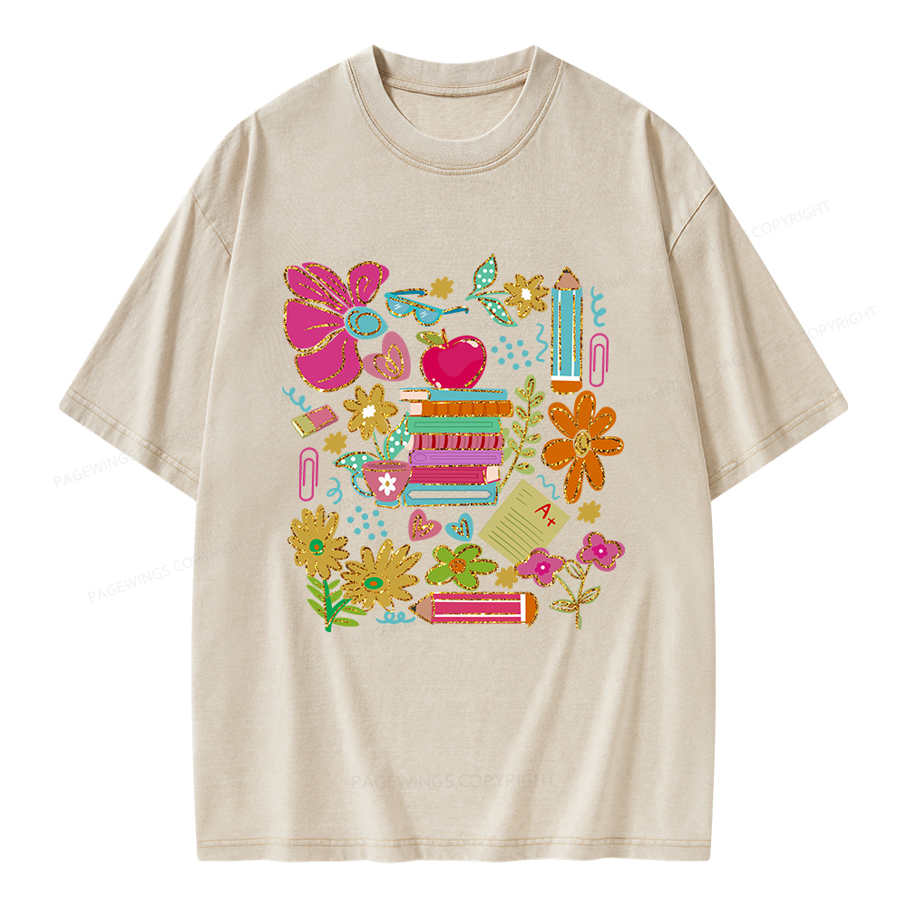 Pagewings Back to School Bookish Unisex Washed T-shirt