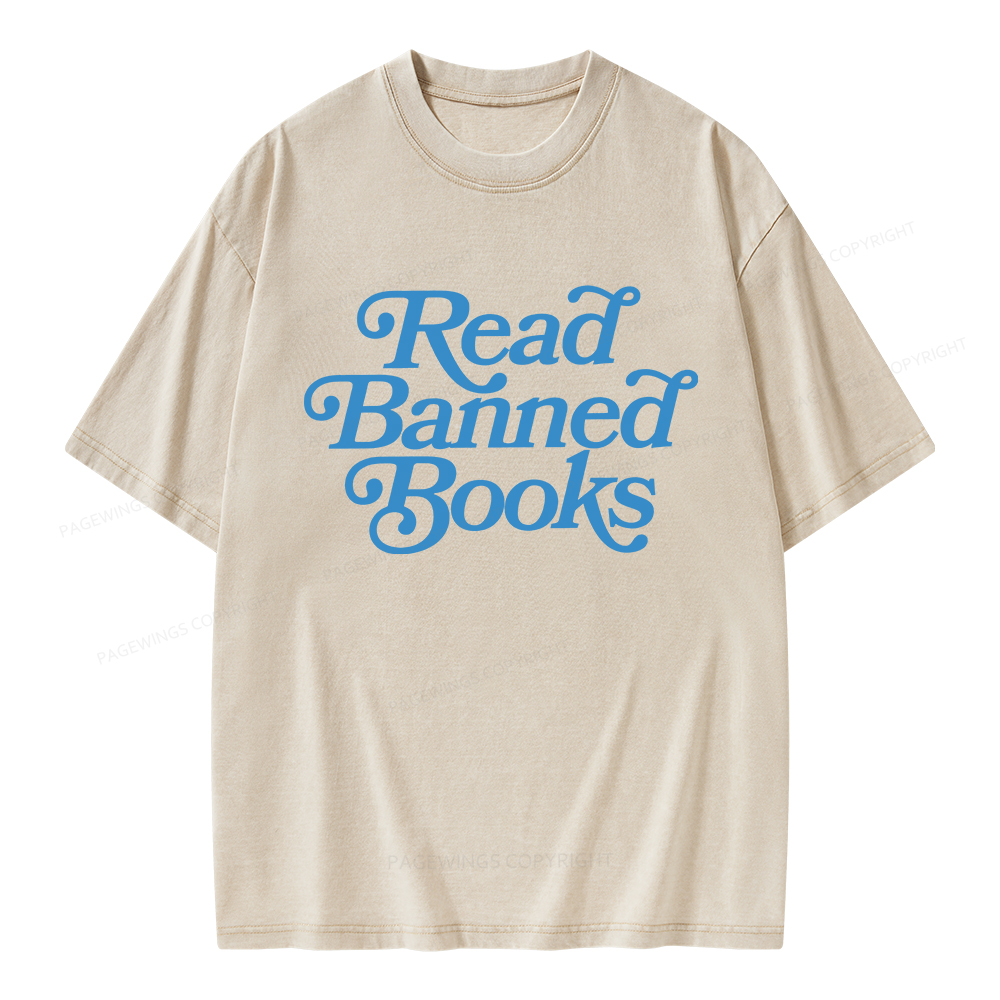 Pagewings Read Band Books Freedom Read Unisex Washed T-shirt