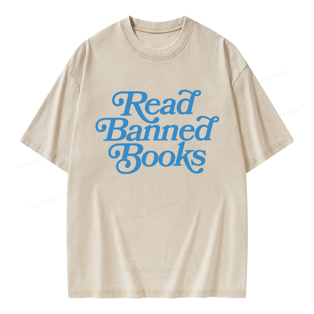 Pagewings Read Band Books Freedom Read Unisex Washed T-shirt