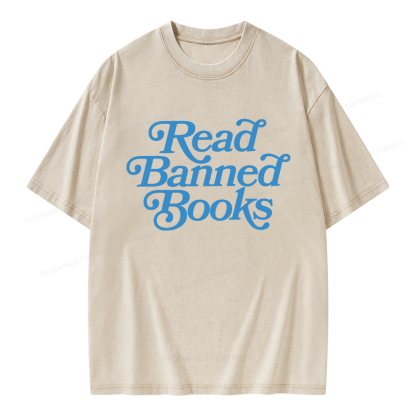 Pagewings Read Band Books Freedom Read Unisex Washed T-shirt