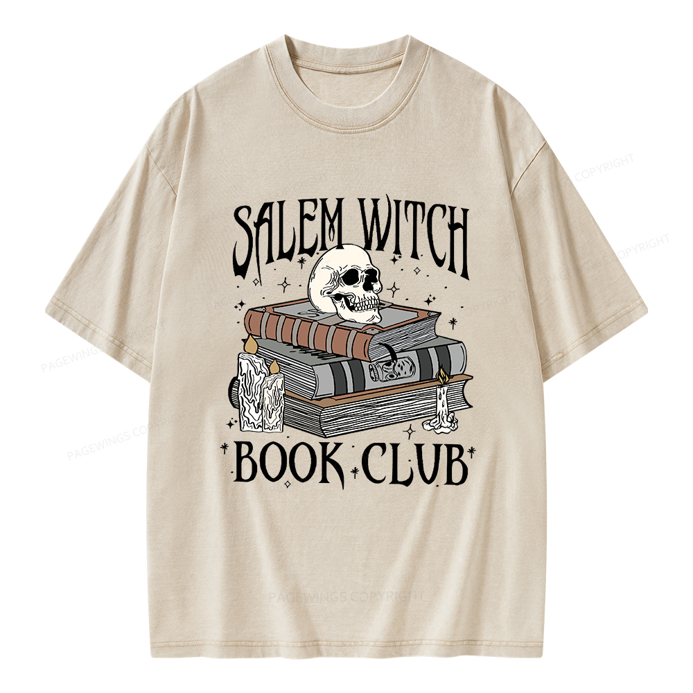 Pagewings Salem Witch Book Club Unisex Washed T-shirt