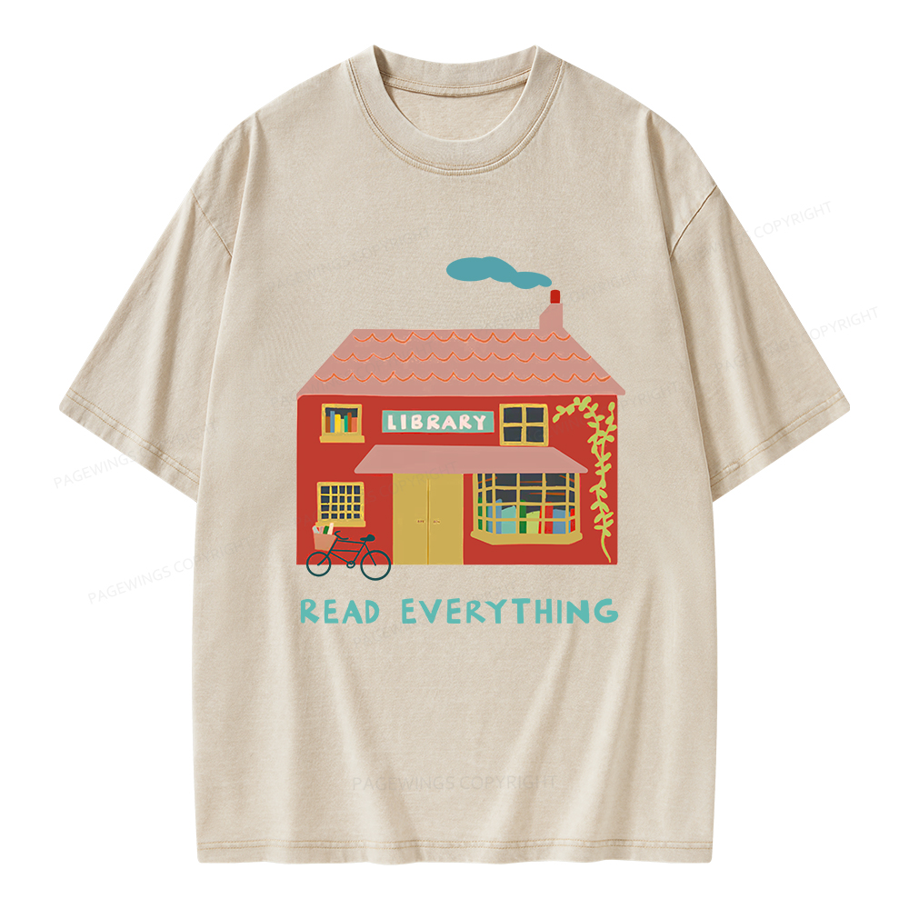 Pagewings Read Everything T-Shirt Unisex Washed T-shirt
