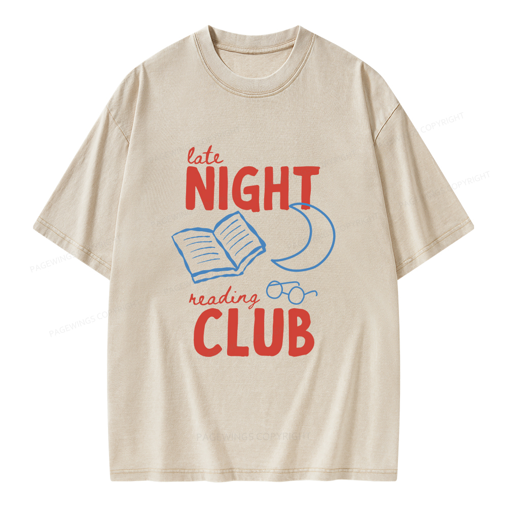 Pagewings Late Night Reading Club Unisex Washed T-shirt