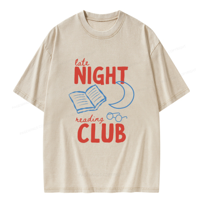 Pagewings Late Night Reading Club Unisex Washed T-shirt