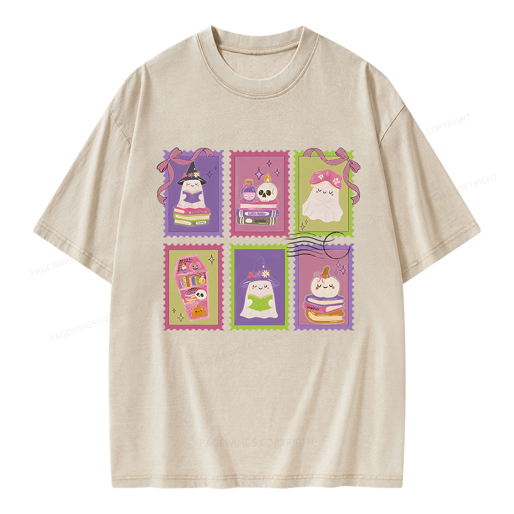Pagewings Bookish Halloween Unisex Washed T-shirt