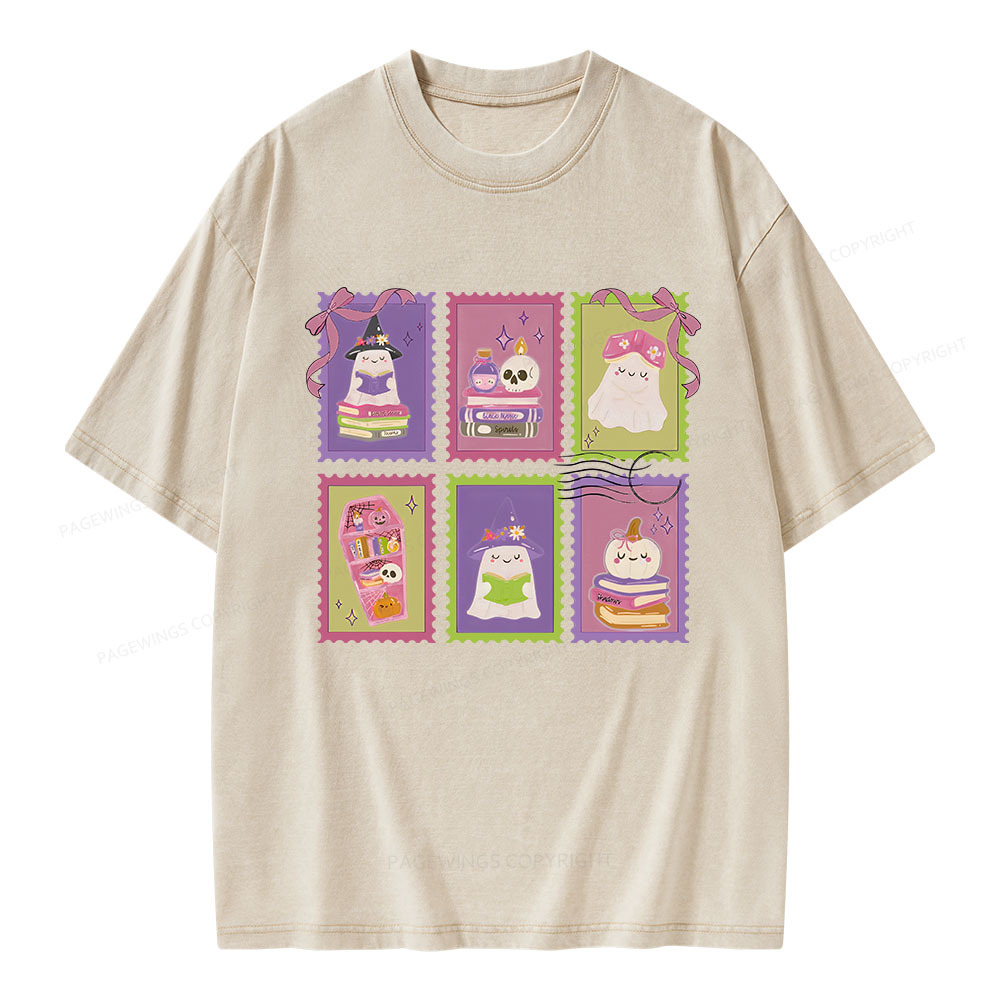 Pagewings Bookish Halloween Unisex Washed T-shirt