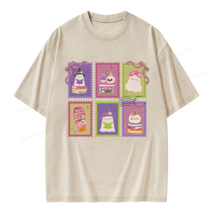 Pagewings Bookish Halloween Unisex Washed T-shirt