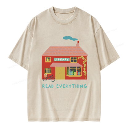 Pagewings Read Everything T-Shirt Unisex Washed T-shirt