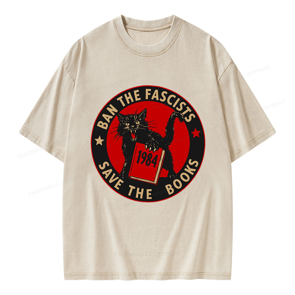 Pagewings Ban The Fascists Save The Books Unisex Washed T-shirt