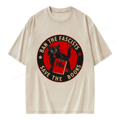 Pagewings Ban The Fascists Save The Books Unisex Washed T-shirt