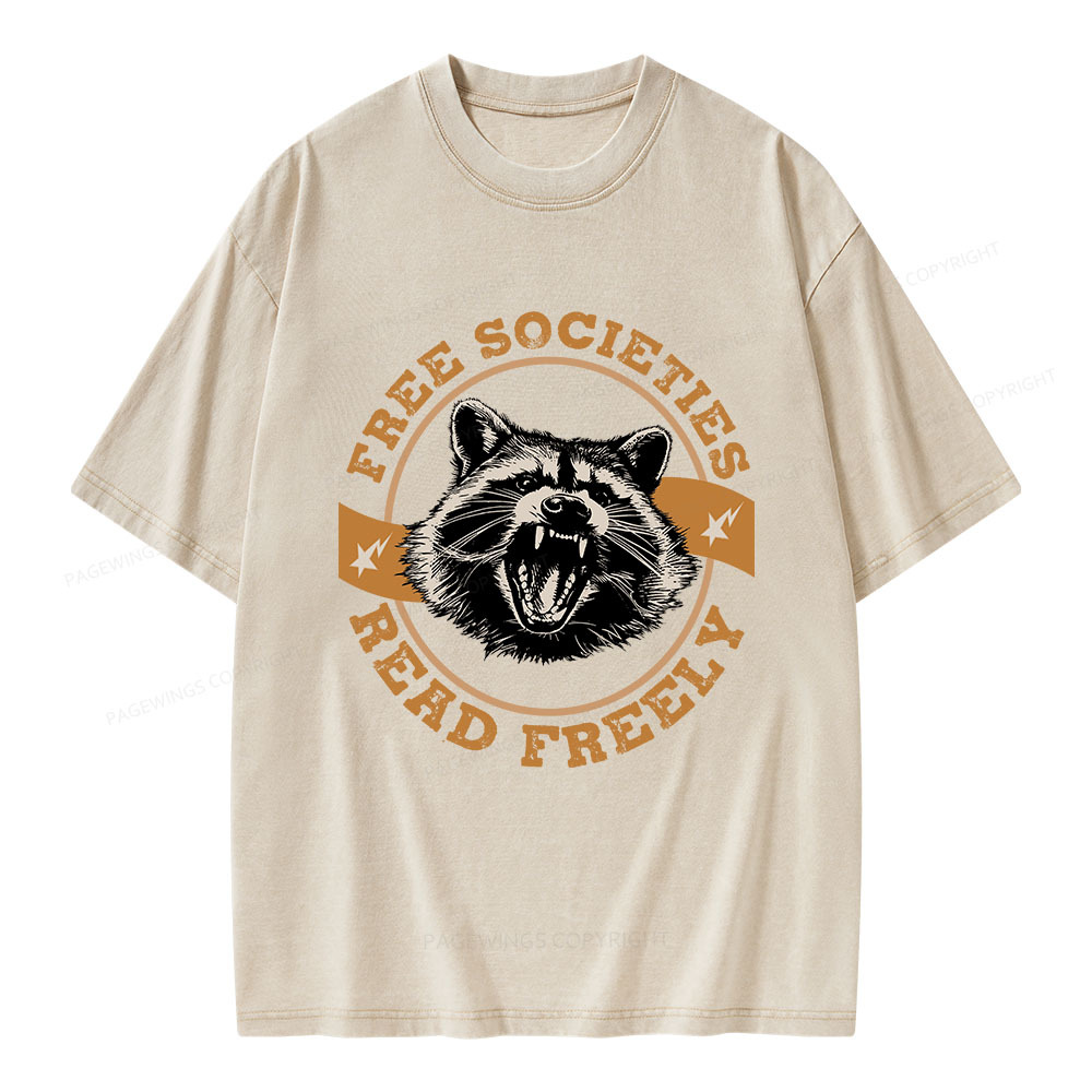 Pagewings Free Societies Read Freely Unisex Washed T-shirt
