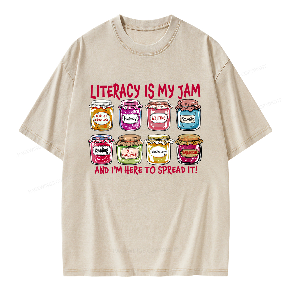 Pagewings Literacy Is My Jam Unisex Washed T-shirt