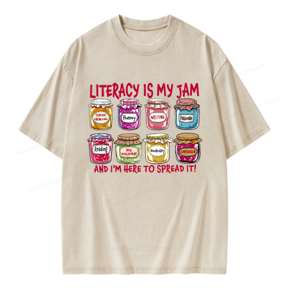 Pagewings Literacy Is My Jam Unisex Washed T-shirt