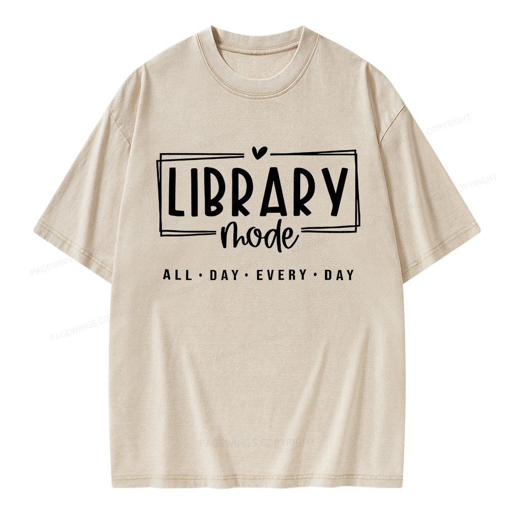 Pagewings Library Mode Unisex Washed T-shirt