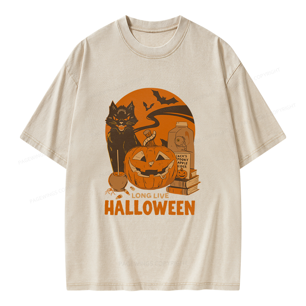 Pagewings Long Live Halloween Unisex Washed T-shirt