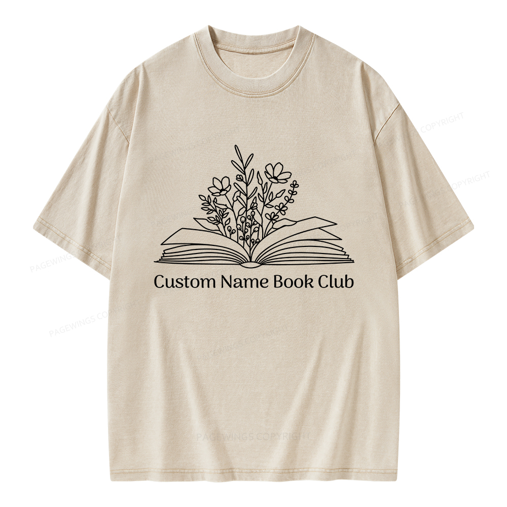 Pagewings Personalized Custom Name Book Club Unisex Washed T-shirt
