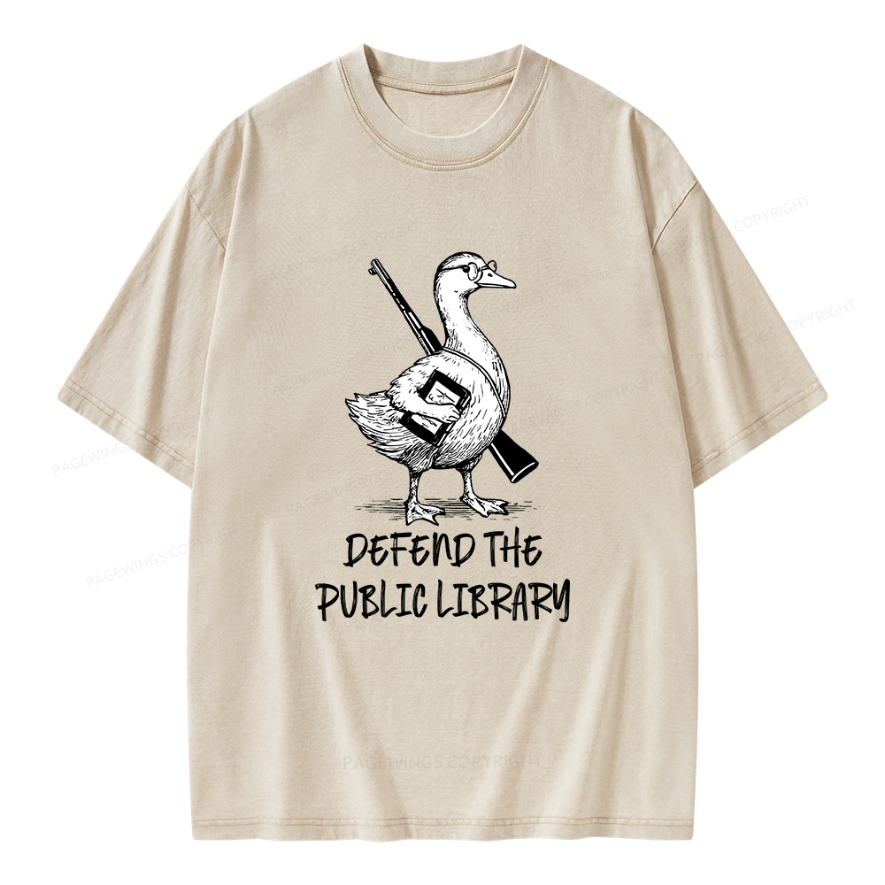 Pagewings Defend The Public Library Unisex Washed T-shirt