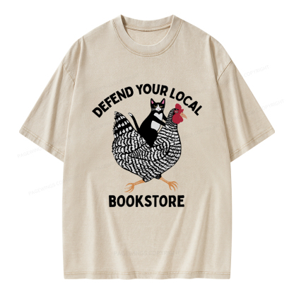 Pagewings Defend Your Local Bookstore Unisex Washed T-shirt