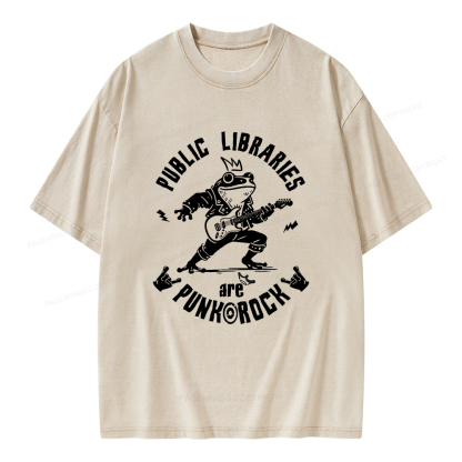 Pagewings Public Libraries Are Punk And Rock Unisex Washed T-shirt