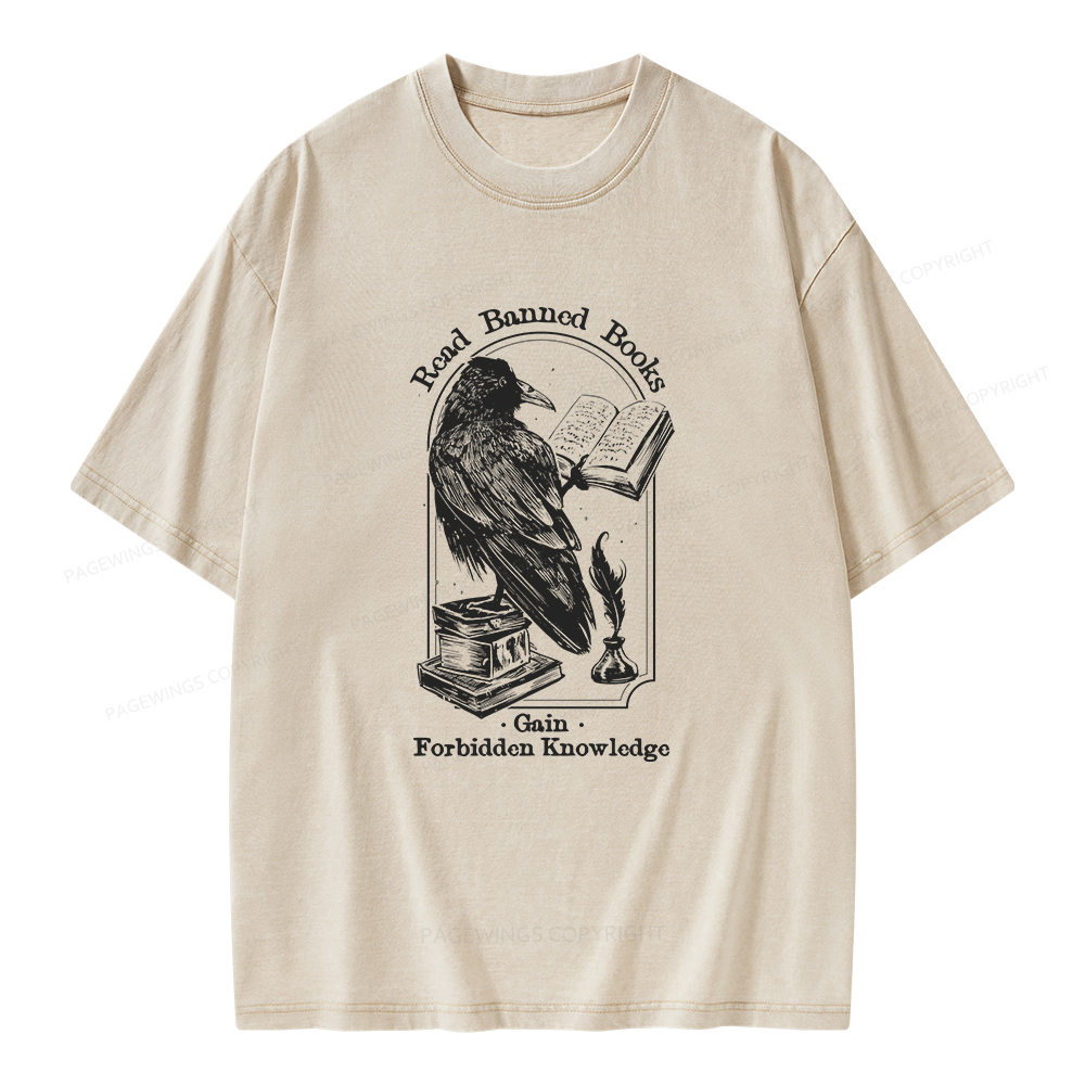 Pagewings Read Banned Books Gain Forbidden Knowledge Unisex Washed T-shirt