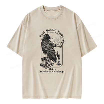 Pagewings Read Banned Books Gain Forbidden Knowledge Unisex Washed T-shirt