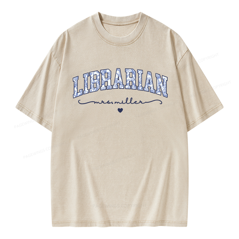 Pagewings Personalized Custom Librarian Unisex Washed T-shirt