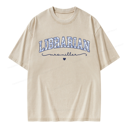 Pagewings Personalized Custom Librarian Unisex Washed T-shirt