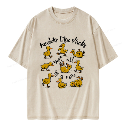 Pagewings Readers Like Ducks Not All In A Row Unisex Washed T-shirt