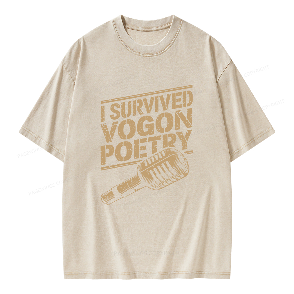 Pagewings I Survived Vogon Poetry Unisex Washed T-shirt