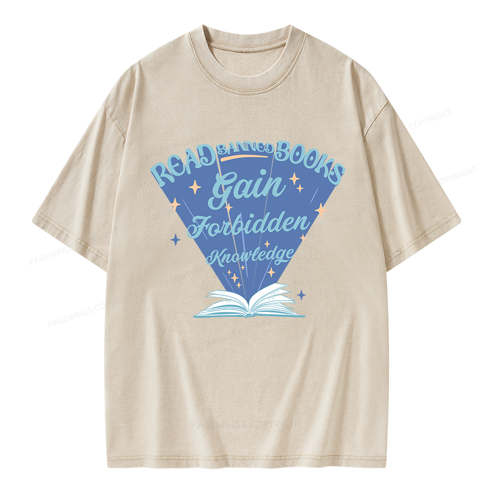 Pagewings Read Banned Books Gain Forbidden Knowledge Unisex Washed T-shirt