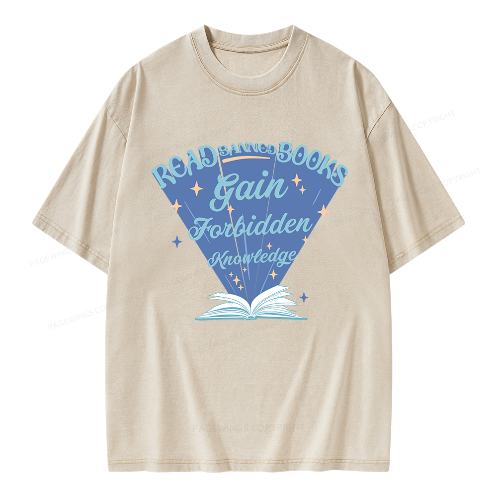Pagewings Read Banned Books Gain Forbidden Knowledge Unisex Washed T-shirt
