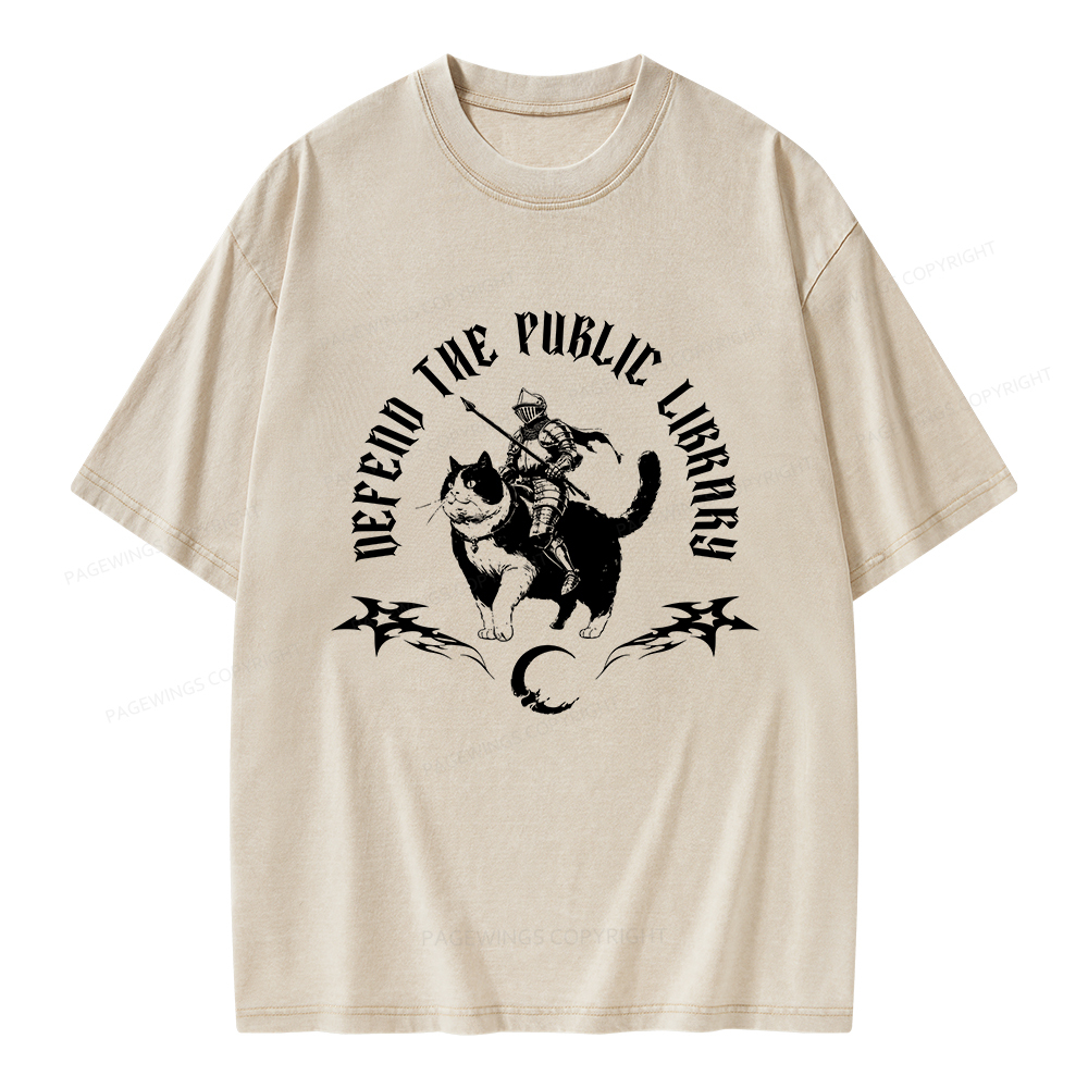 Pagewings Defend The Public Library Unisex Washed T-shirt