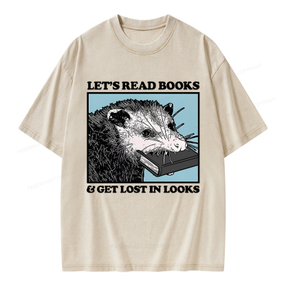 Pagewings Let’s Read Books & Get Lost In Looks Unisex Washed T-shirt