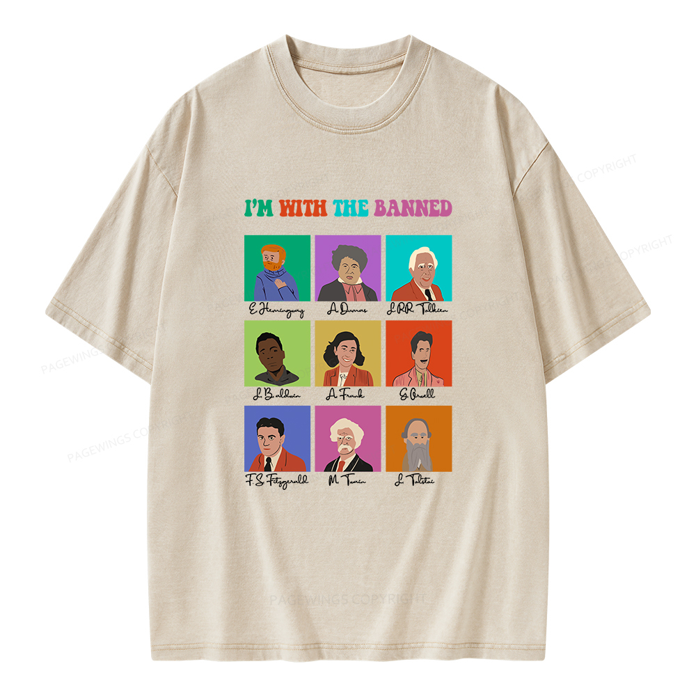 Pagewings I'm With The Banned Unisex Washed T-shirt