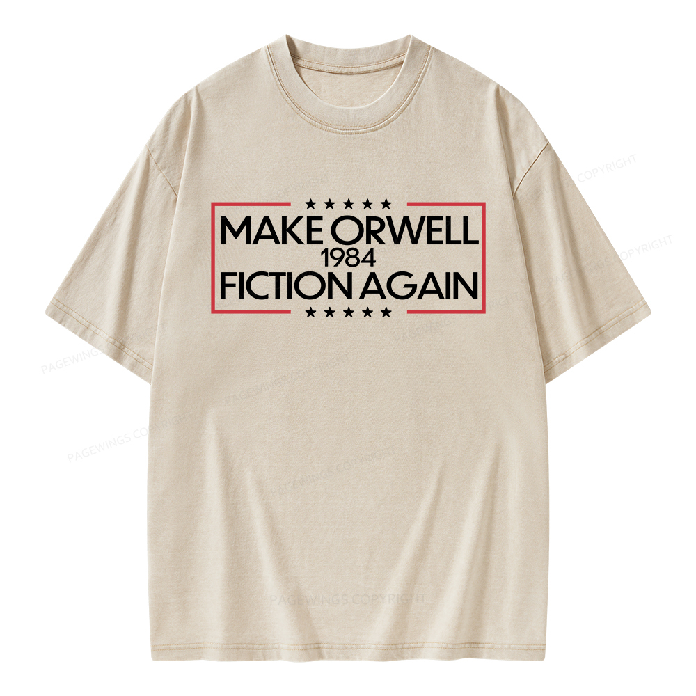 Pagewings Make Orwell Fiction Again Unisex Washed T-shirt