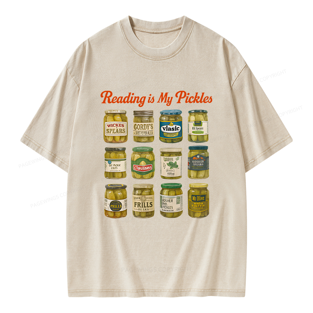 Pagewings Reading Is My Pickles Unisex Washed T-shirt