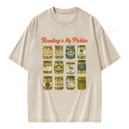 Pagewings Reading Is My Pickles Unisex Washed T-shirt