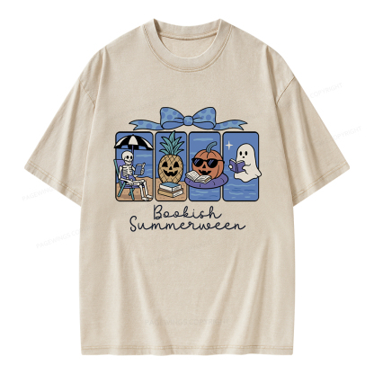 Pagewings Bookish Summerween Unisex Washed T-shirt