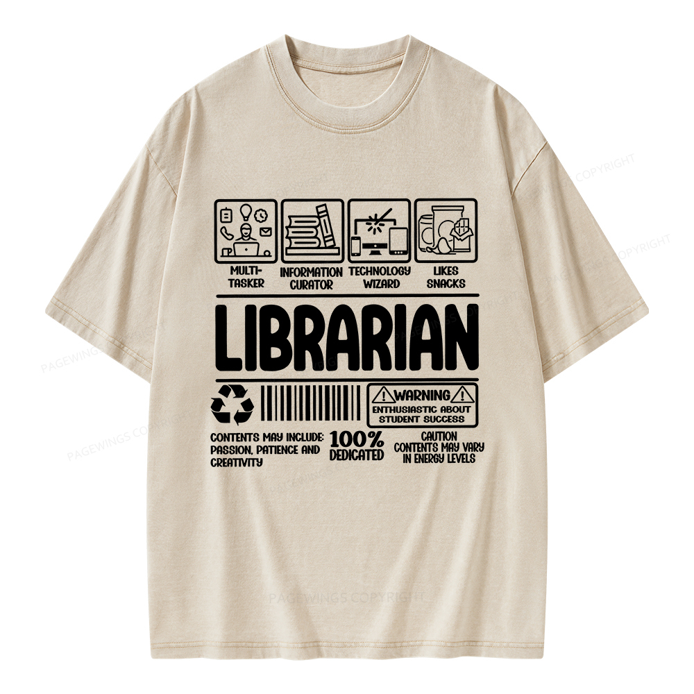Pagewings Librarian Back To School Unisex Washed T-shirt