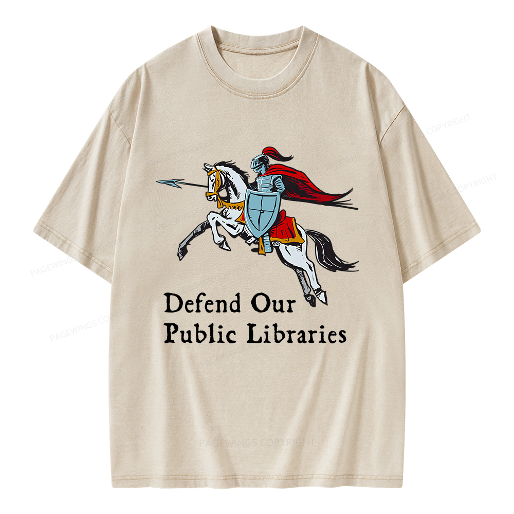 Pagewings Defend Our Public Libraries Unisex Washed T-shirt