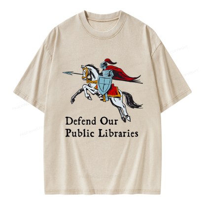 Pagewings Defend Our Public Libraries Unisex Washed T-shirt
