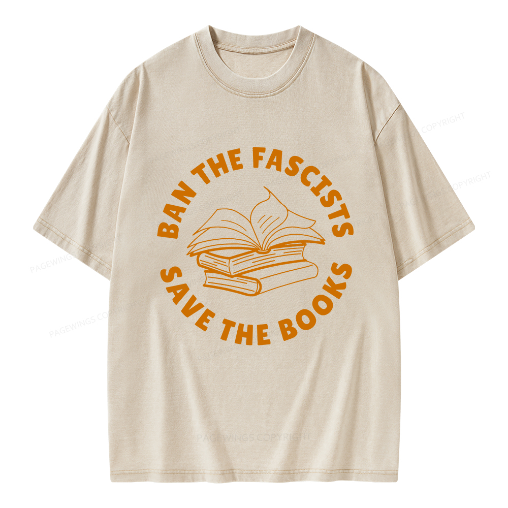 Pagewings Ban The Fascists Save The Books Unisex Washed T-shirt