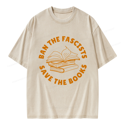 Pagewings Ban The Fascists Save The Books Unisex Washed T-shirt