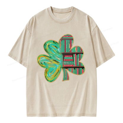 Pagewings Cloverleaf Creative Bookshelf Unisex Washed T-shirt