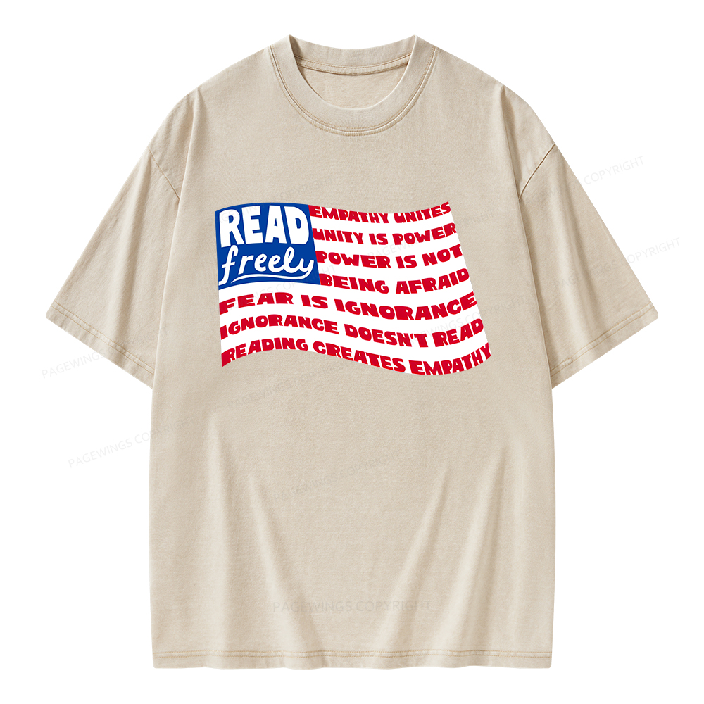 Pagewings Read Freely Empathy Unites Unisex Washed T-shirt