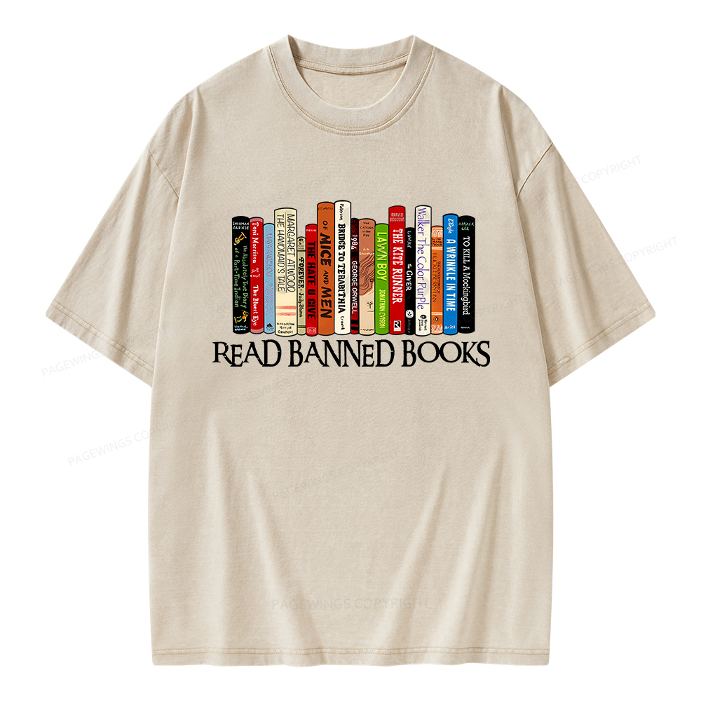 Pagewings Read Banned Books Unisex Washed T-shirt