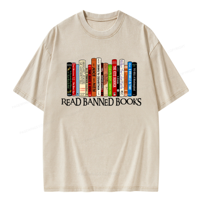 Pagewings Read Banned Books Unisex Washed T-shirt