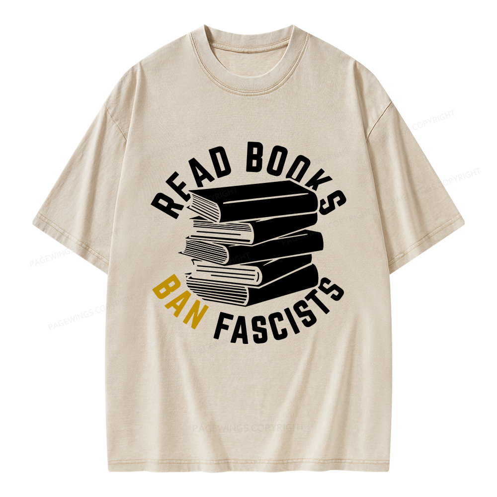 Pagewings Read Books Ban Fascists Unisex Washed T-shirt