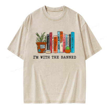 Pagewings I'm With The Banned Reading Book Unisex Washed T-shirt